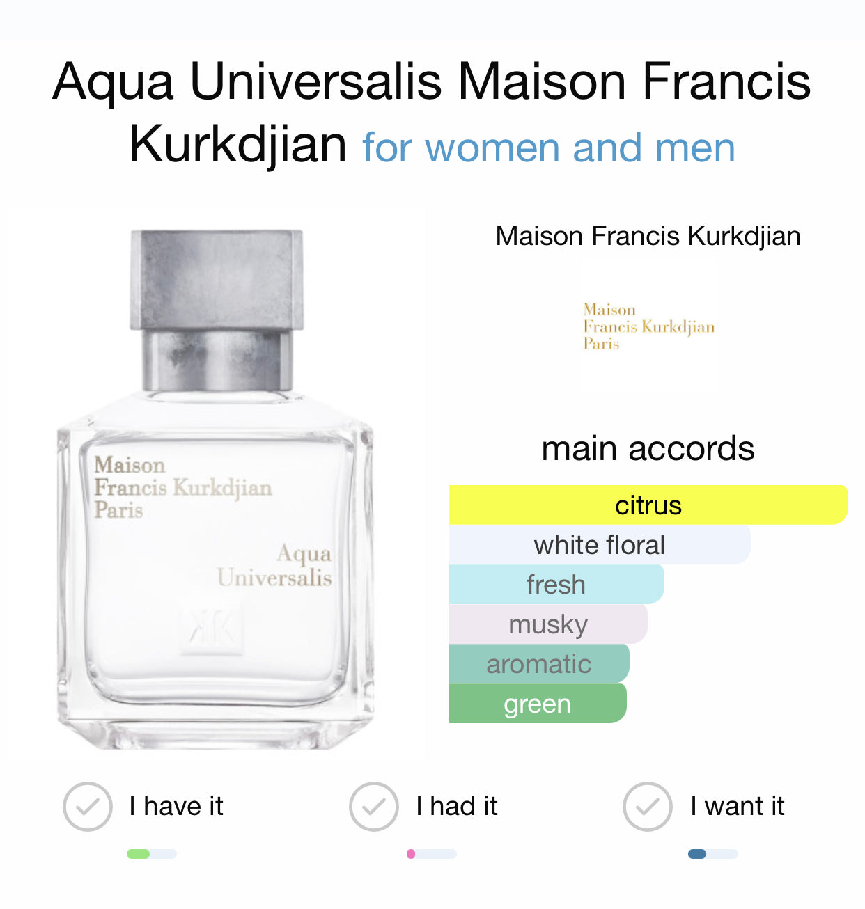 AQUA UNIVERSALIS EDT - MAISON FRANCIS KURKDJIAN